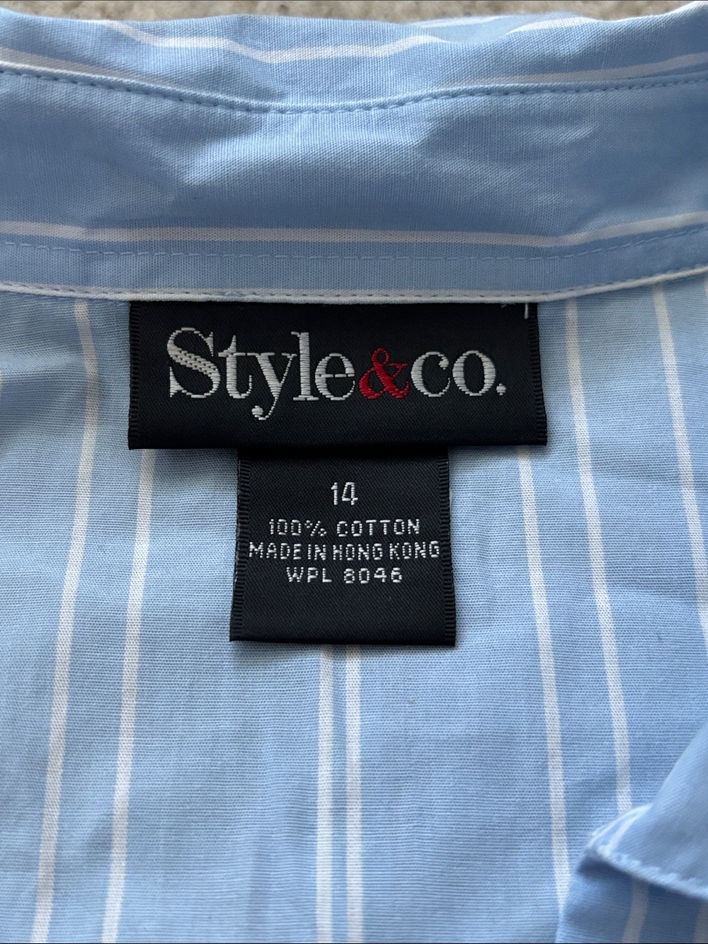 Style & Co. Light Blue and White Striped Shirt - Picture 3 of 5